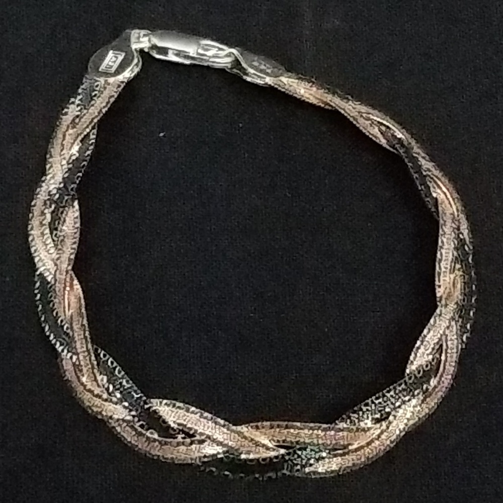Sterling silver braided bracelet multicolor